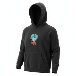 LEVI'S Earth Peace Sign Hoodie Sweatshirt Black Hippie Y2K Casual Indie Eco‎